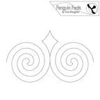 Black and white design with spiral patterns on a white background, featuring the 'Penguin Feats' logo.