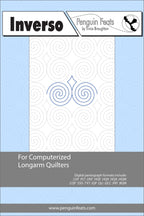 Inverso pattern sheet for computerized longarm quilters with a blue and gray design on a white background.