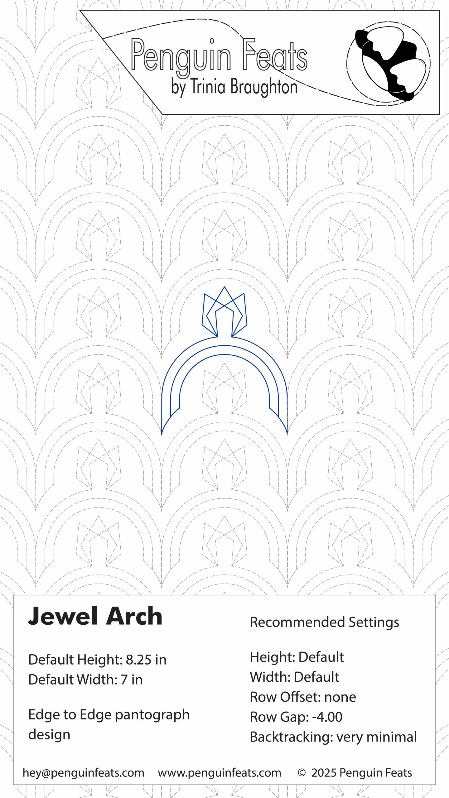 Design of a Jewel Arch with technical specifications on a white background