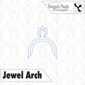 Design of a geometric arch pattern with 'Penguin Feats' branding at the top.