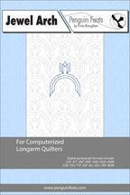 Jewel Arch pattern for computerized longarm quilters with a blue and gray design on a light blue background.