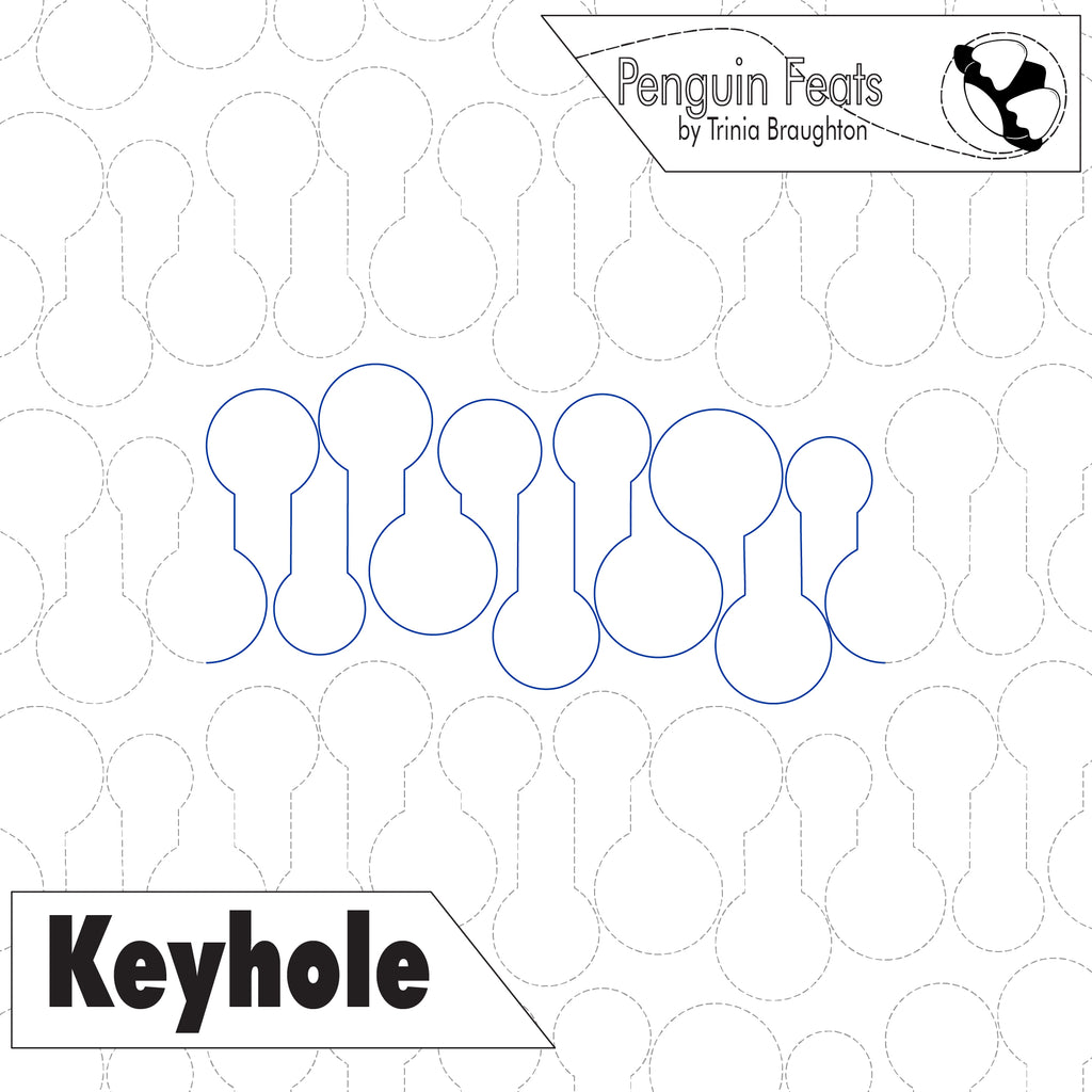 Outline of a keyhole shape with 'Penguin Feats' branding at the top.