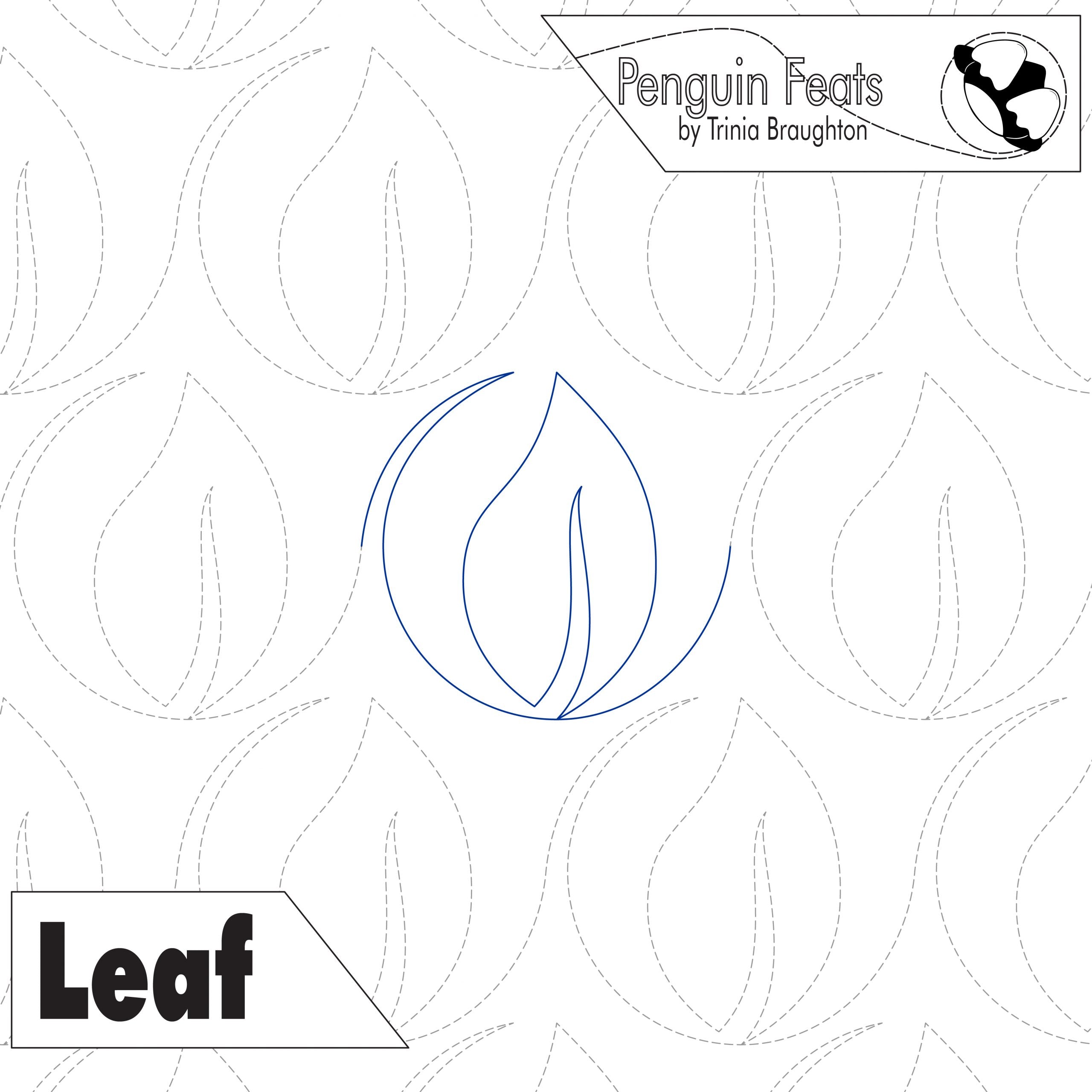 Outline of a leaf on a white background with 'Penguin Feats' branding.