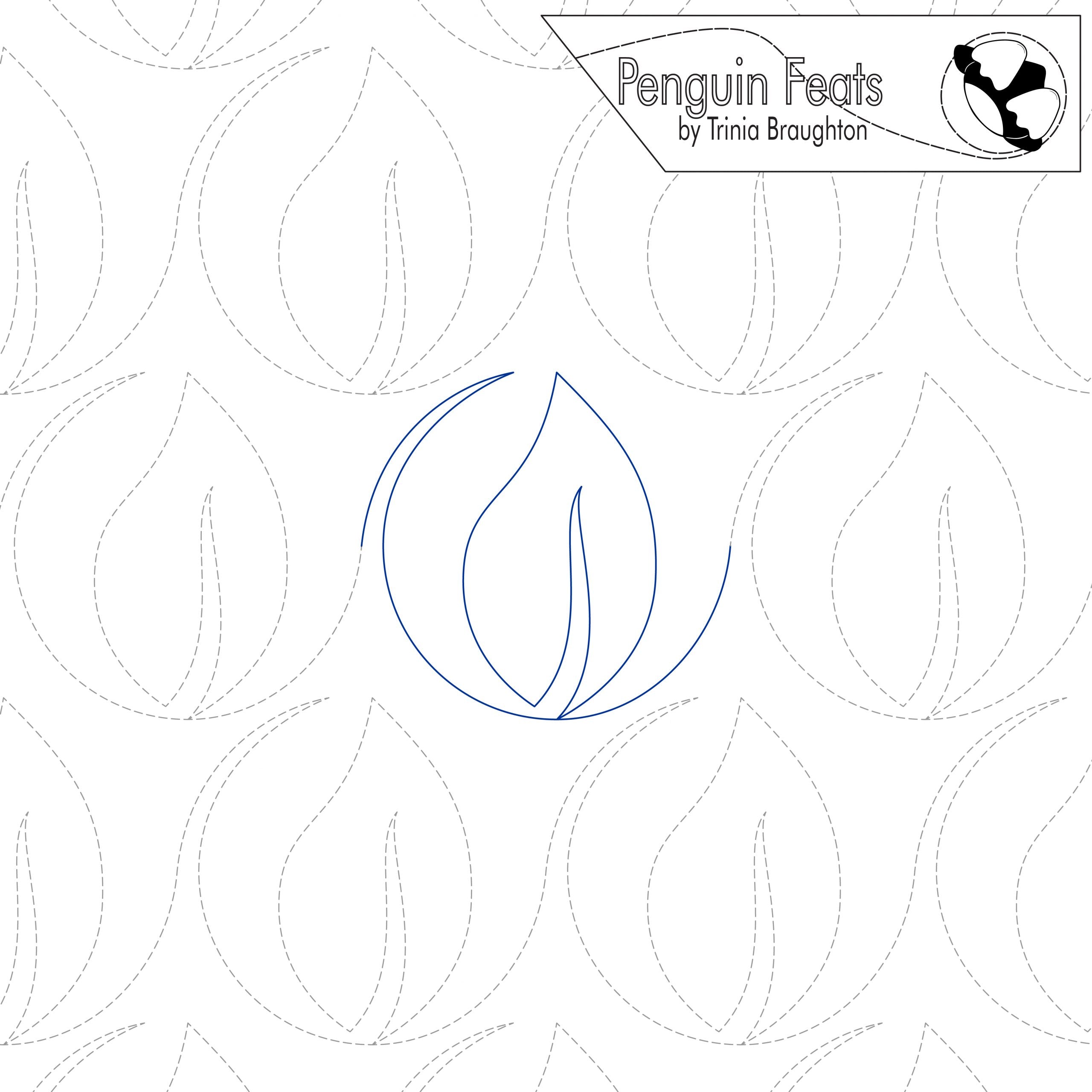 Outline of a leaf on a white background with 'Penguin Feats' branding.