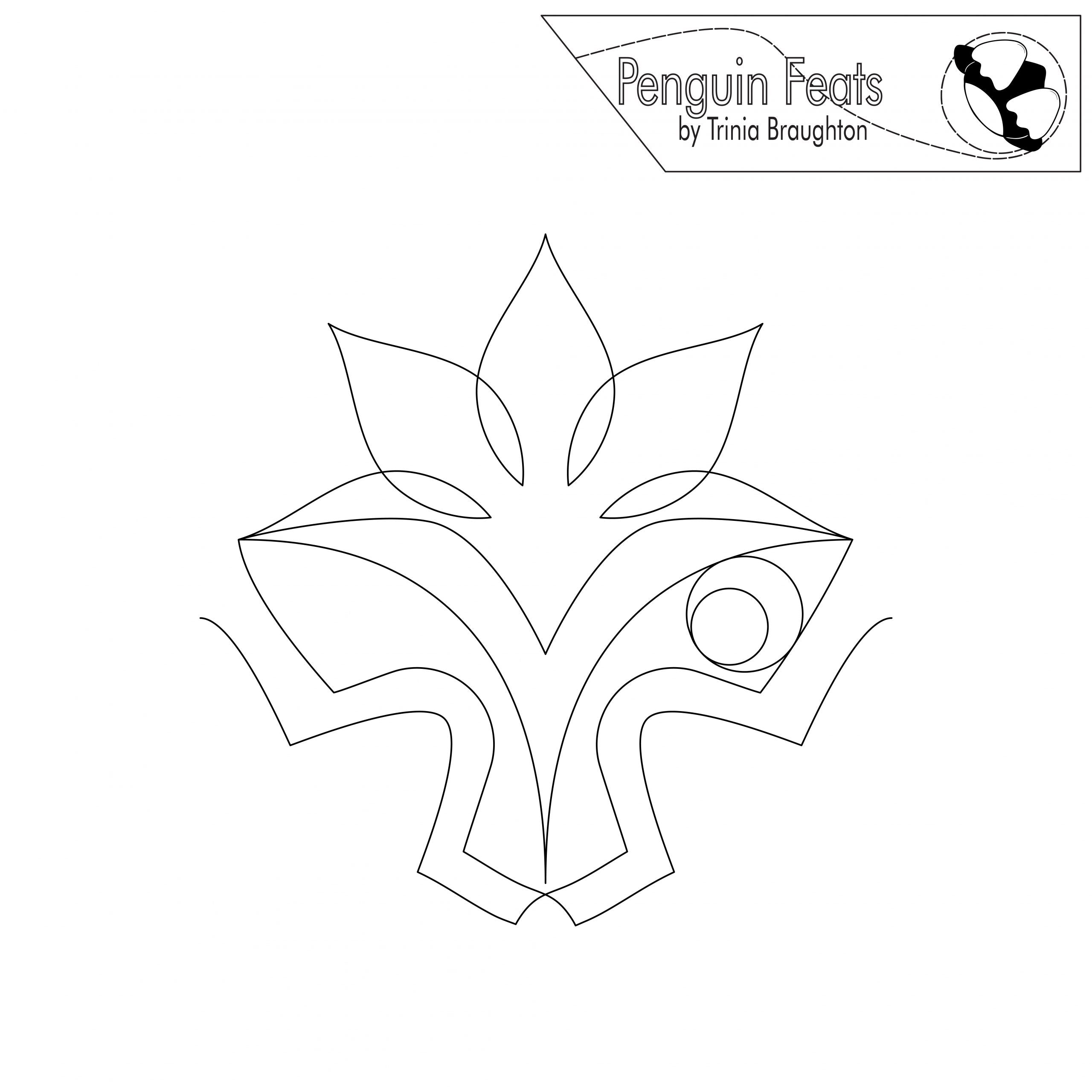 Black and white geometric design with 'Penguin Feats' logo at the top