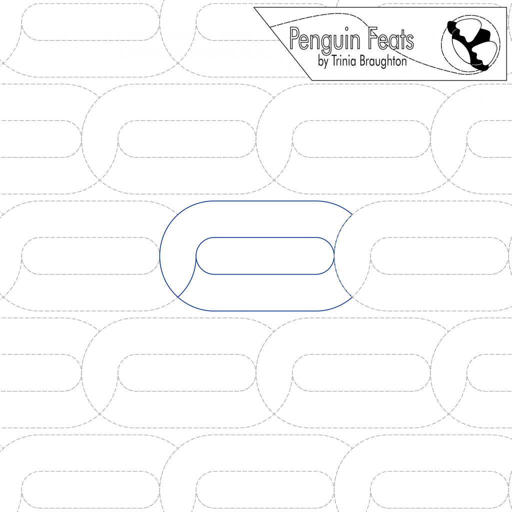Pattern of oval shapes with 'Penguin Feats' branding at the top.