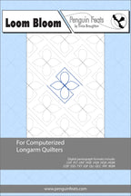 Pattern sheet for computerized longarm quilters with a blue and white design on a light blue background.