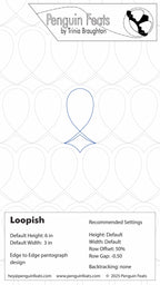 Design sheet for 'Loopish' with guidelines and settings on a white background