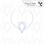 Design loop shapes with tulip center and 'Penguin Feats' branding on a white background