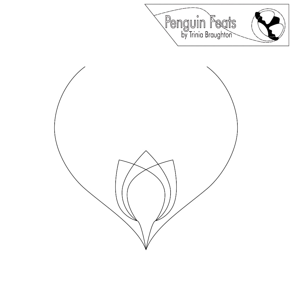 Outline of a flower with 'Penguin Feats by Trinia Braughton' logo at the top.