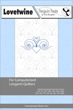 Design pattern for computerized longarm quilters with heart and swirl pattern on a white background.