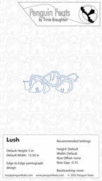 Design card for 'Lush' with text and branding on a light gray background