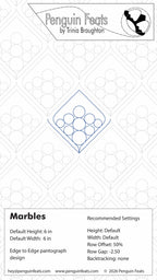 Design sheet for 'Marbles' by Trinia Braughton with design and branding information.