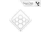 Outline of a diamond with circles inside, labeled 'Penguin Feats by Trinia Braughton'.