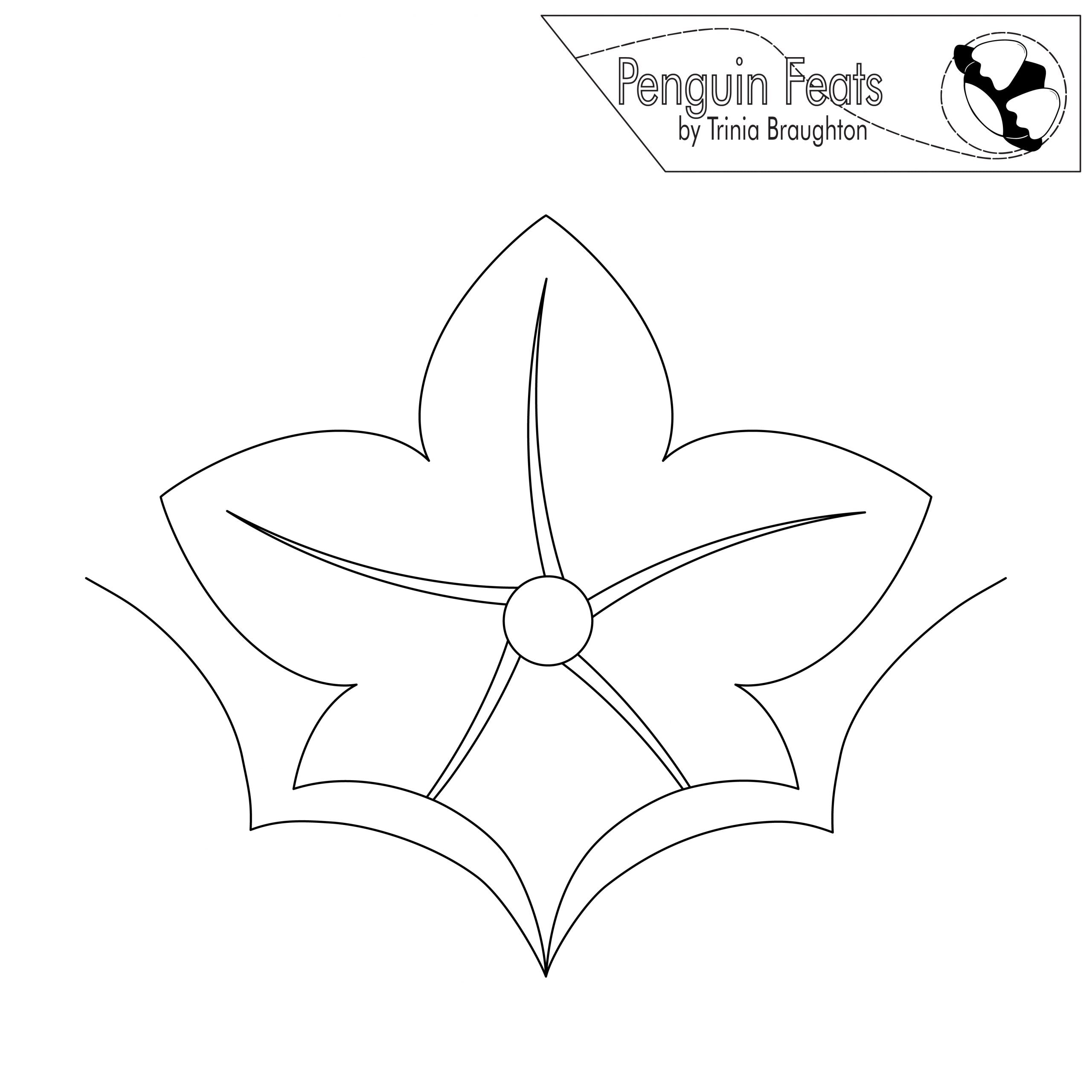 Black and white outline of a flower with 'Penguin Feats' branding at the top.