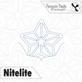Star-shaped design with 'Penguin Feats' and 'Nitelite' branding on a geometric patterned background.