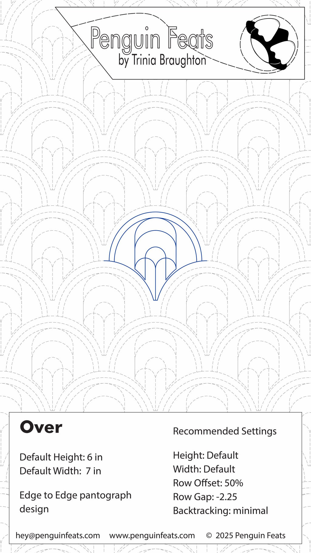Penguin Feats Over pattern with design details and branding information.