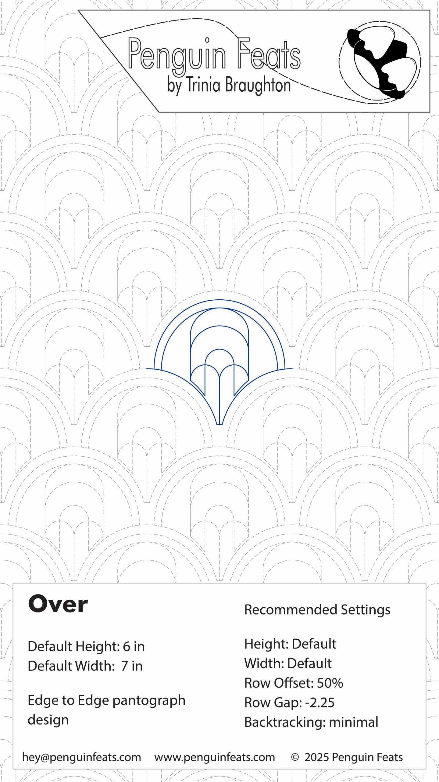 Penguin Feats Over pattern with design details and branding information.