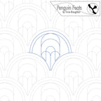 Quilting design with arches and 'Penguin Feats' branding