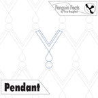 Design of a pendant with geometric pattern and 'Penguin Feats' branding.