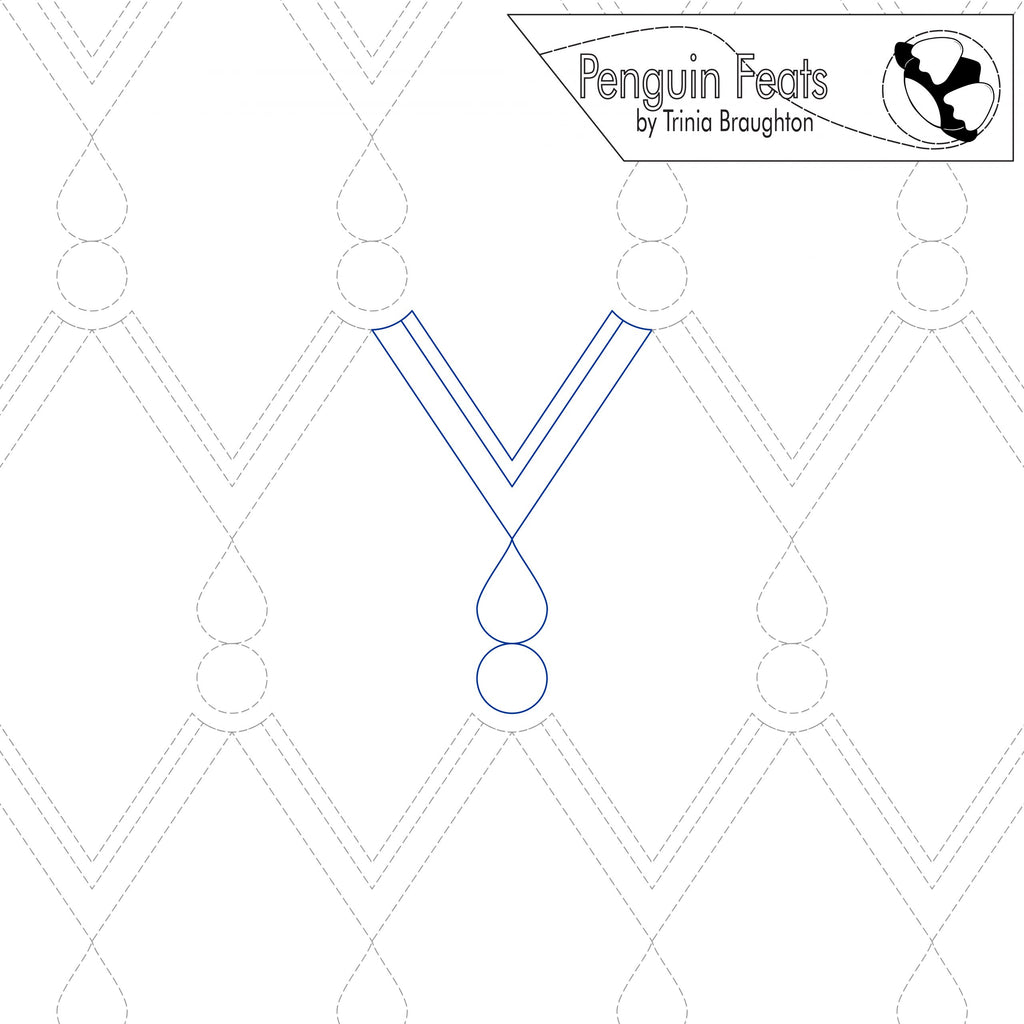 Outline design with geometric pattern and 'Penguin Feats' branding at the top.