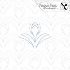 Outline of a tulip on a patterned background with 'Penguin Feats' branding.