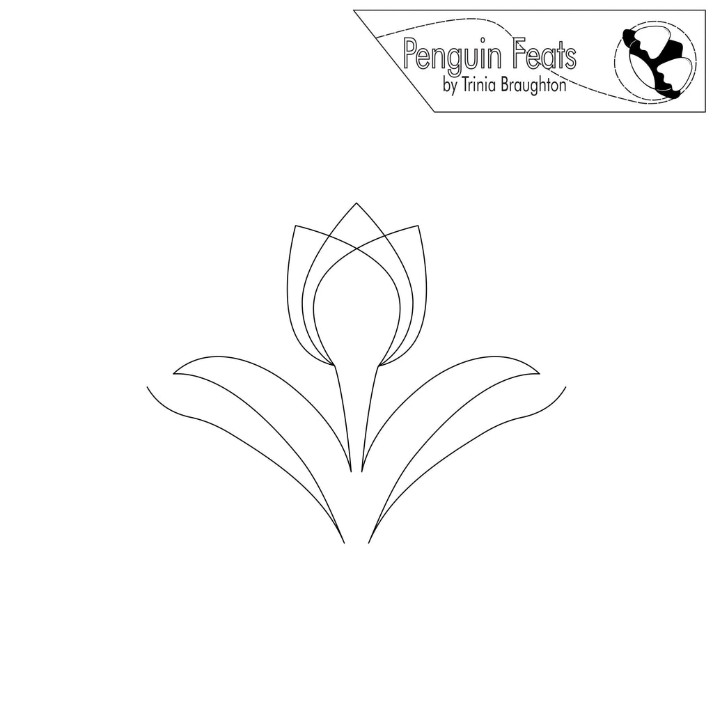 Outline of a tulip flower with 'Penguin Feats' logo at the top