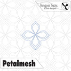Quilting design pattern with 'Petalmesh' and 'Penguin Feats' branding.