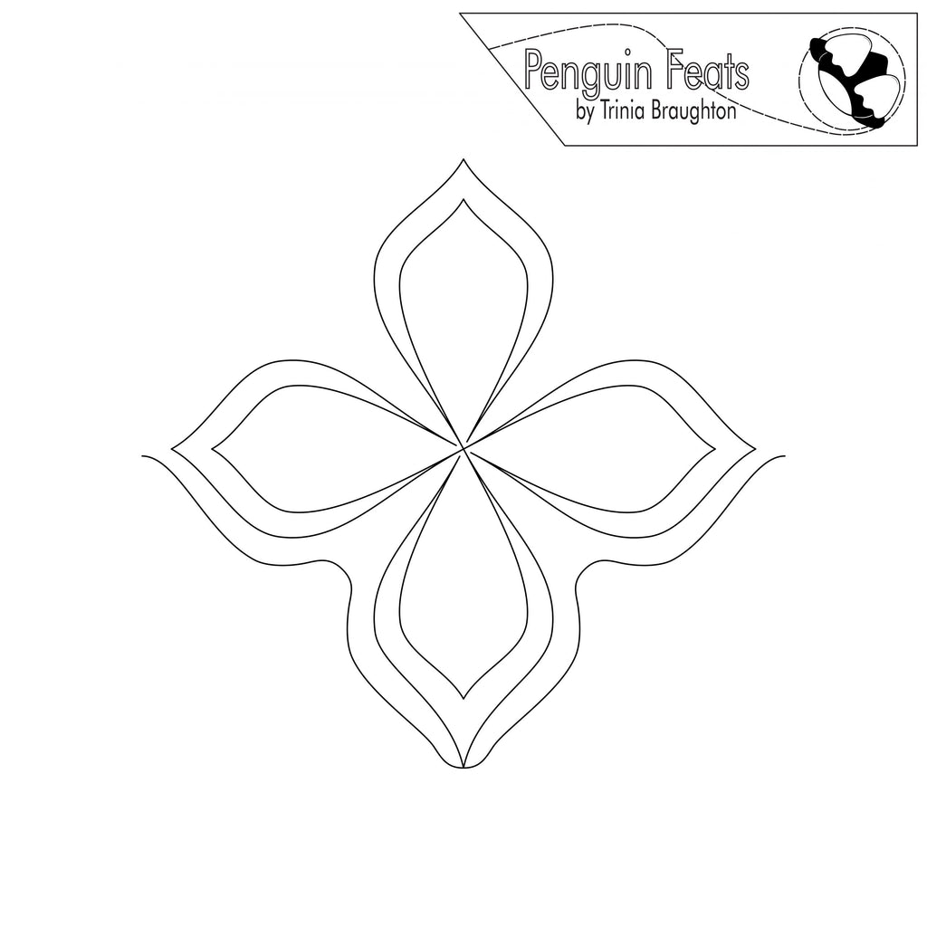 Black and white decorative design with 'Penguin Feats' branding at the top.