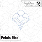 Quilting design template with 'Petals Rise' pattern and branding at the top.