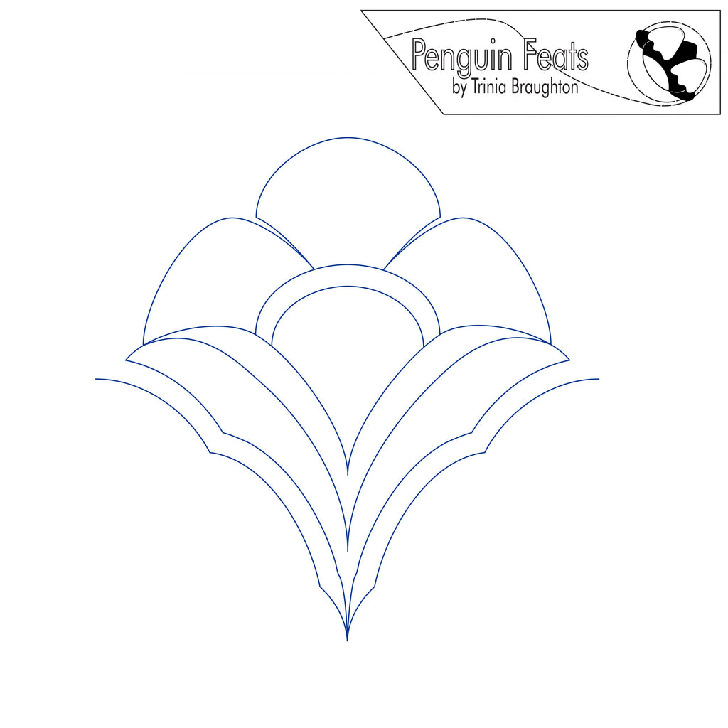Outline of a blooming flower design with 'Penguin Feats' branding at the top.