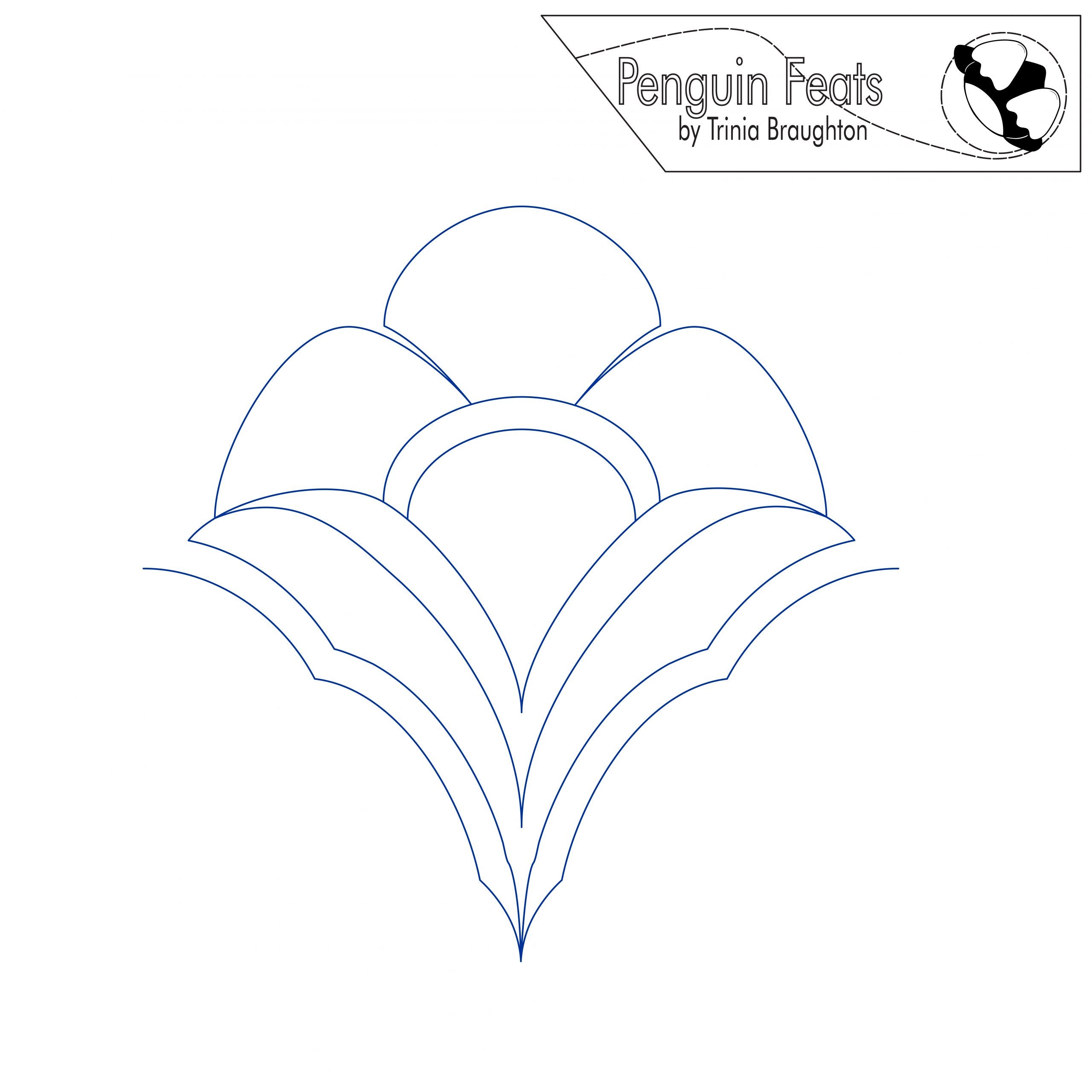 Outline of a blooming flower design with 'Penguin Feats' branding at the top.