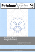 Petalune pattern sheet for computerized longarm quilters with a blue and gray design on a white background.