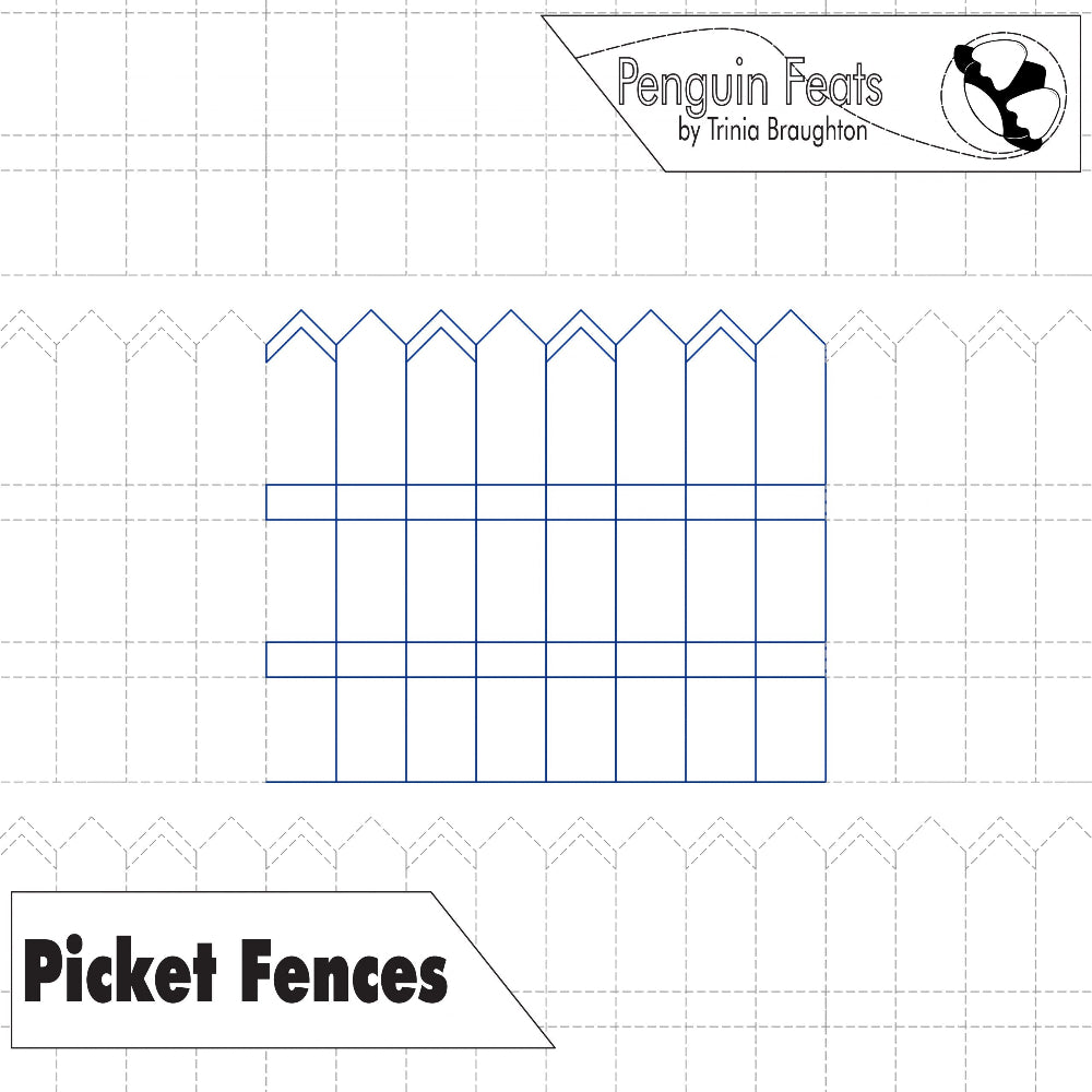 Design of a picket fence with 'Penguin Feats' branding at the top.