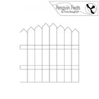 Black continuous line design of picket fence with 'Penguin Feats' branding at the top.