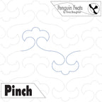 Design template with cloud shapes and 'Penguin Feats' branding on a white background