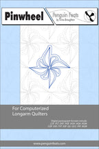 Pinwheel design for computerized longarm quilters with a blue and gray color scheme on a light blue background.