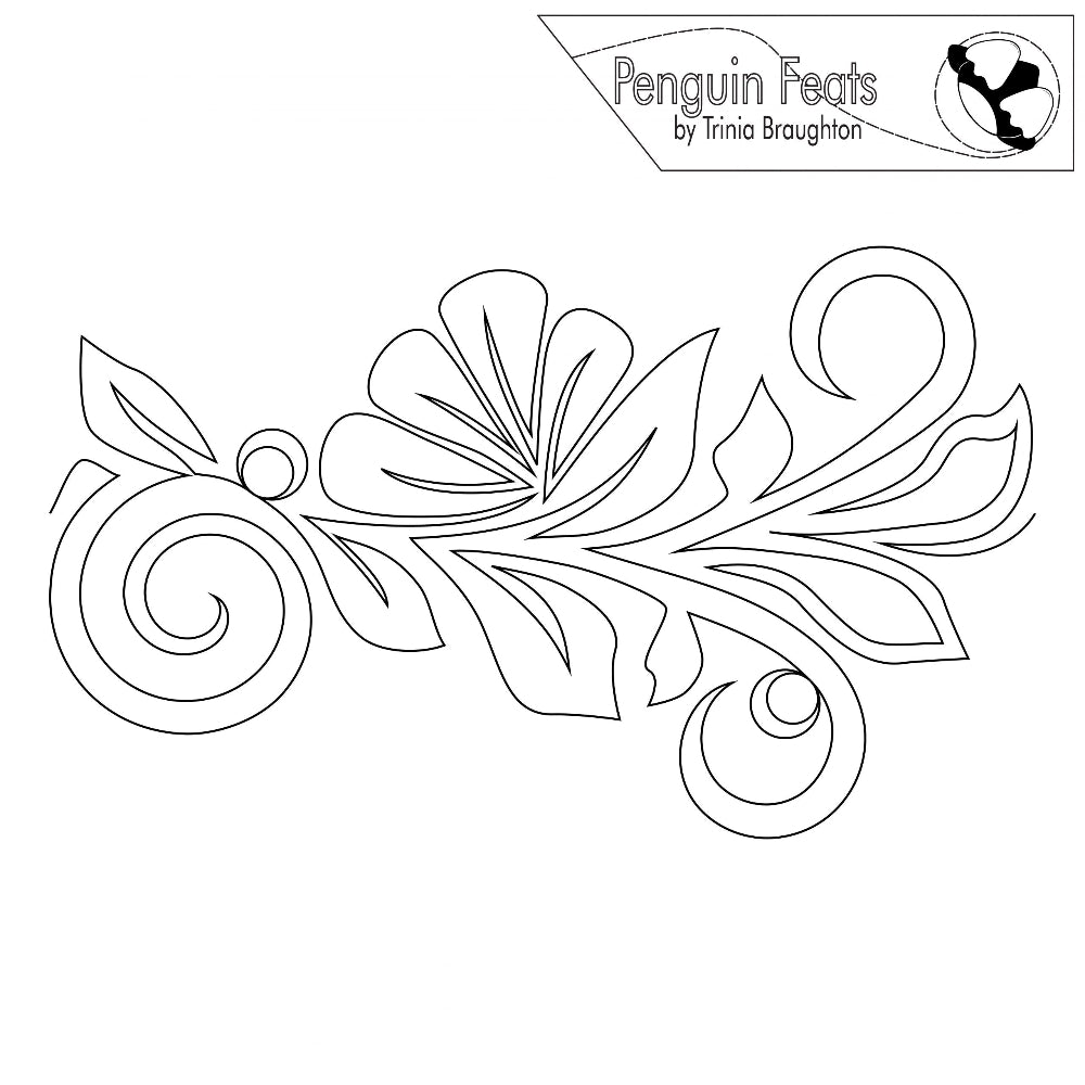 Decorative line art with 'Penguin Feats' branding at the top.