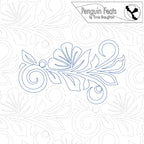 Decorative feather design on a patterned background with 'Penguin Feats' branding.