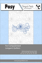 Design pattern for computerized longarm quilters with decorative element on a light blue background