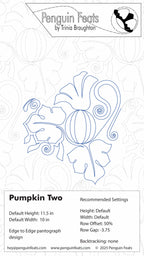 Penguin Feats pattern sheet with settings for pumpkin quilting design.