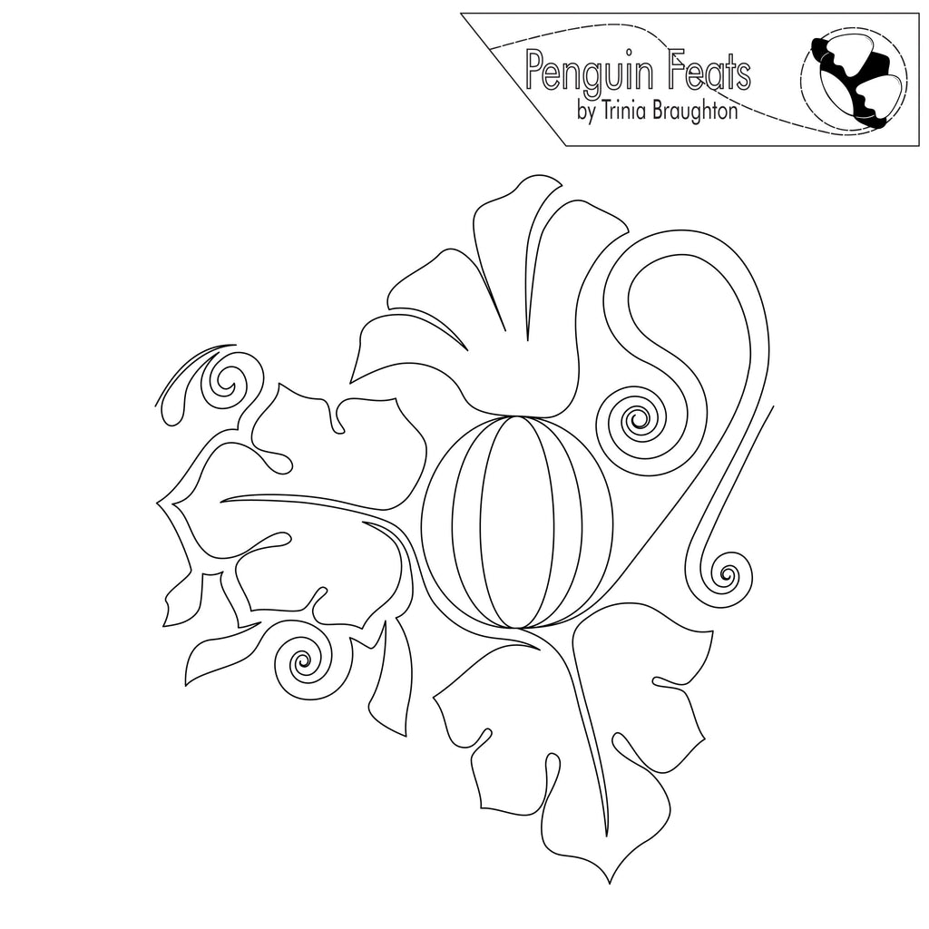 Decorative line drawing of a pumpkin with 'Penguin Feats' branding at the top.