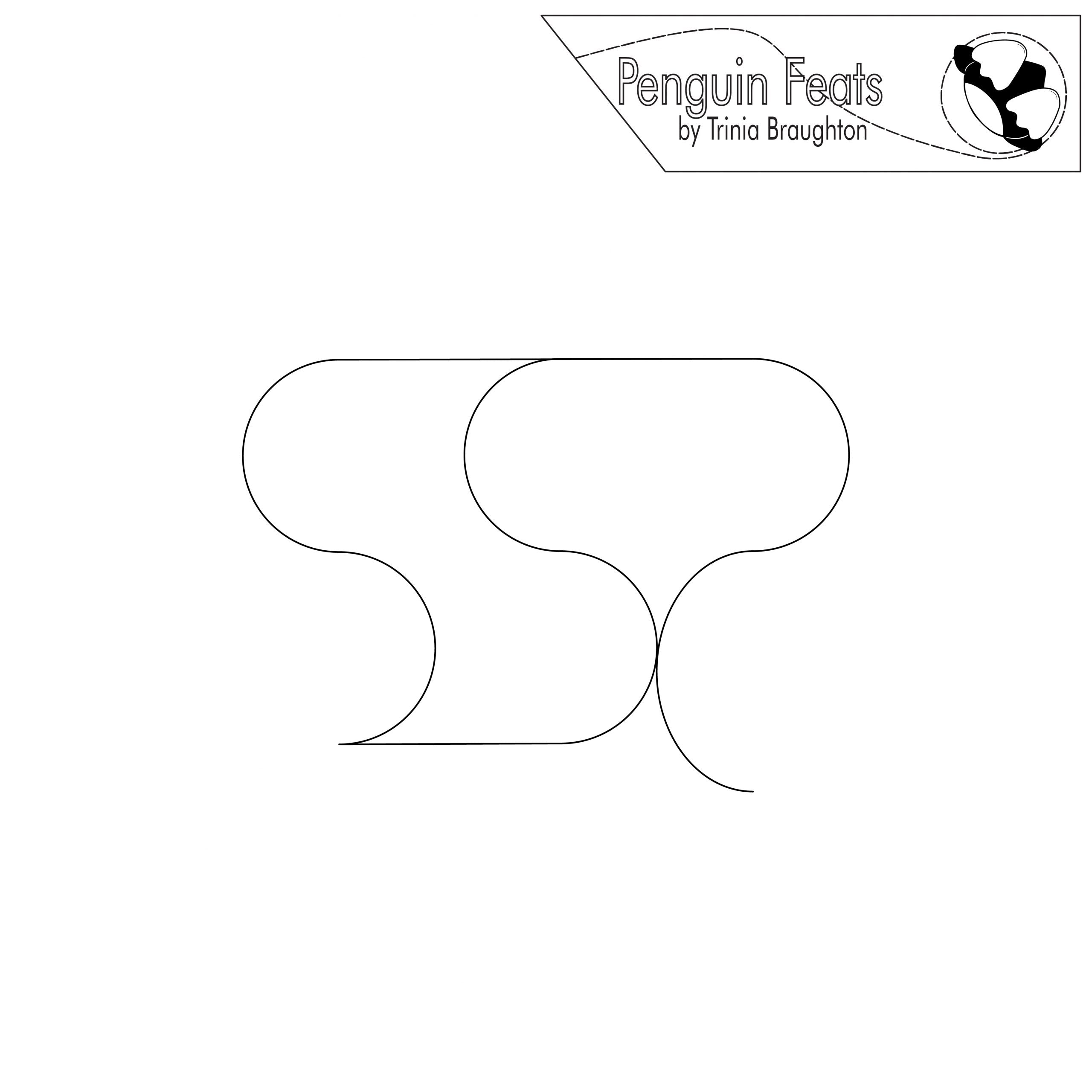 Black continuous line curve shapes with 'Penguin Feats' logo at the top