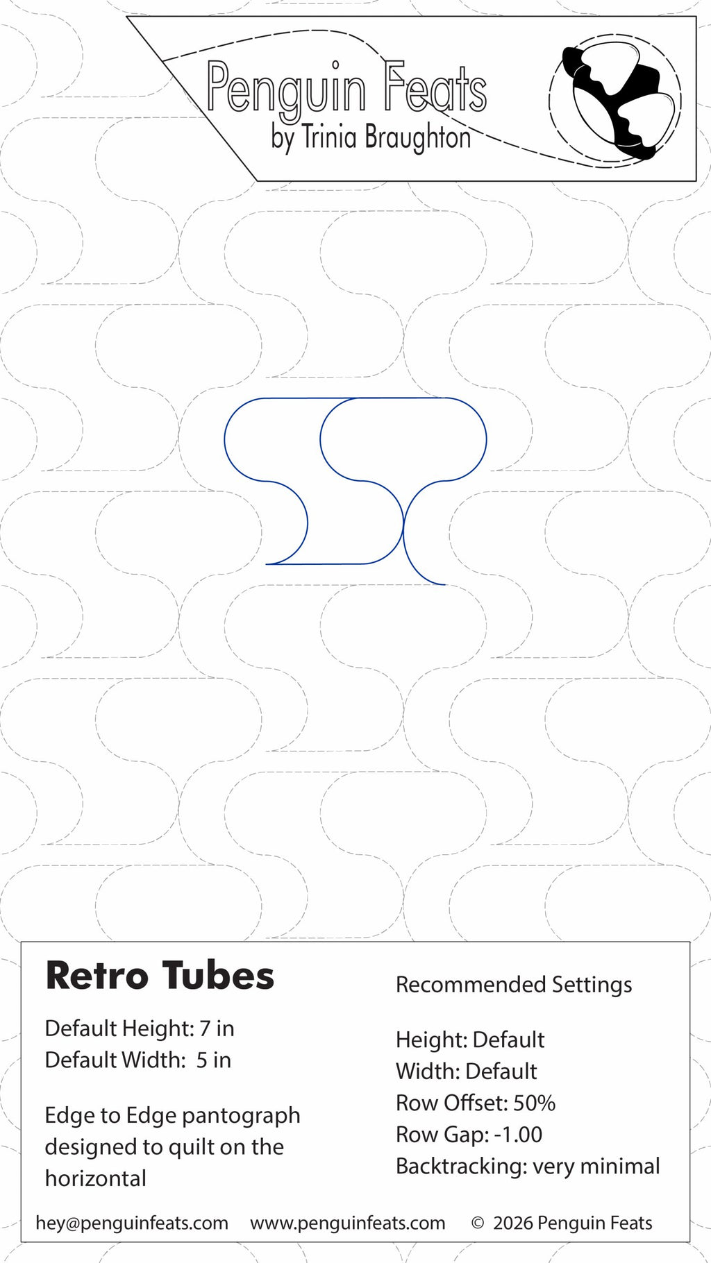 Penguin Feats retro tubes with design guidelines on a white background