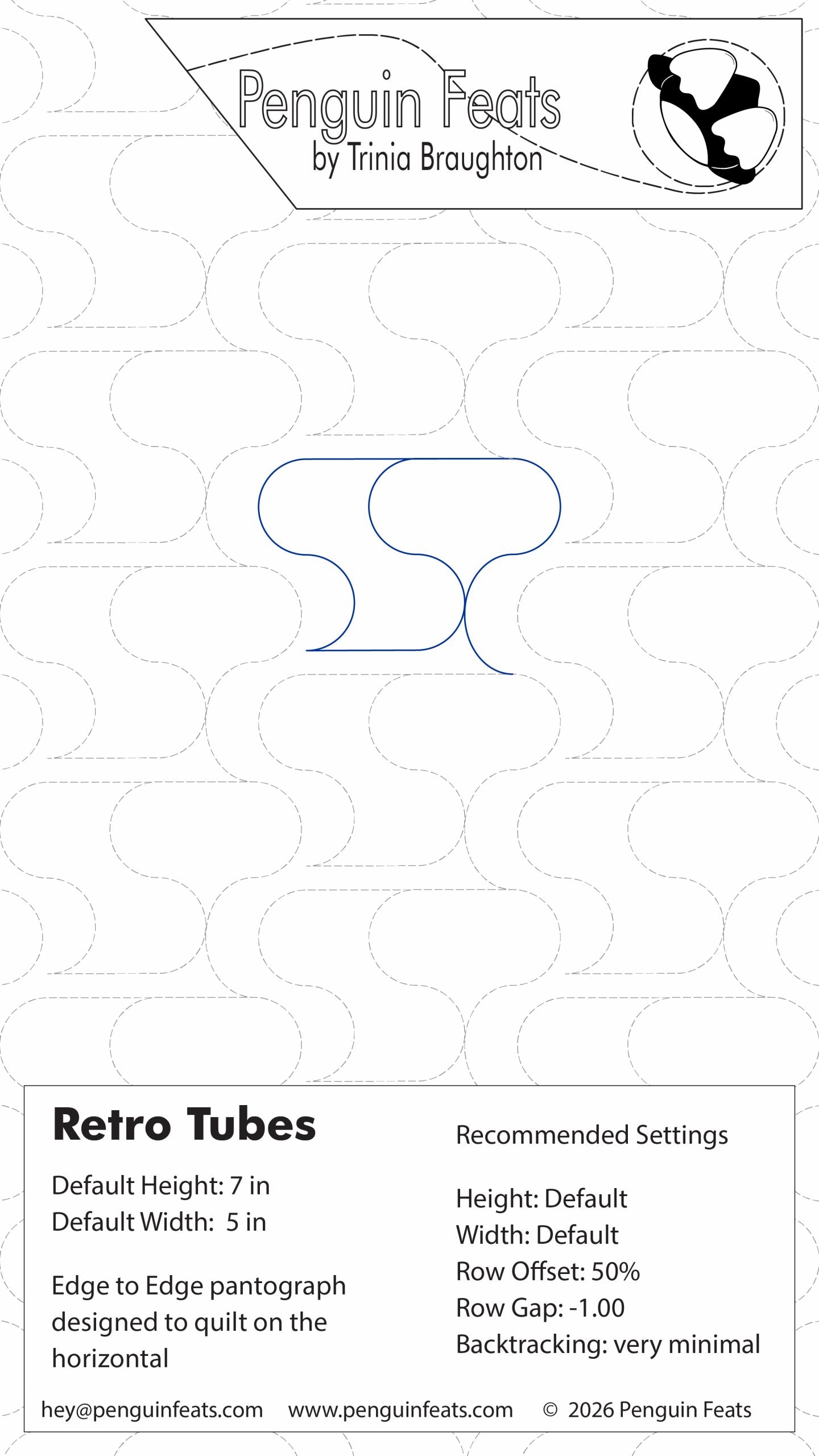 Penguin Feats retro tubes with design guidelines on a white background