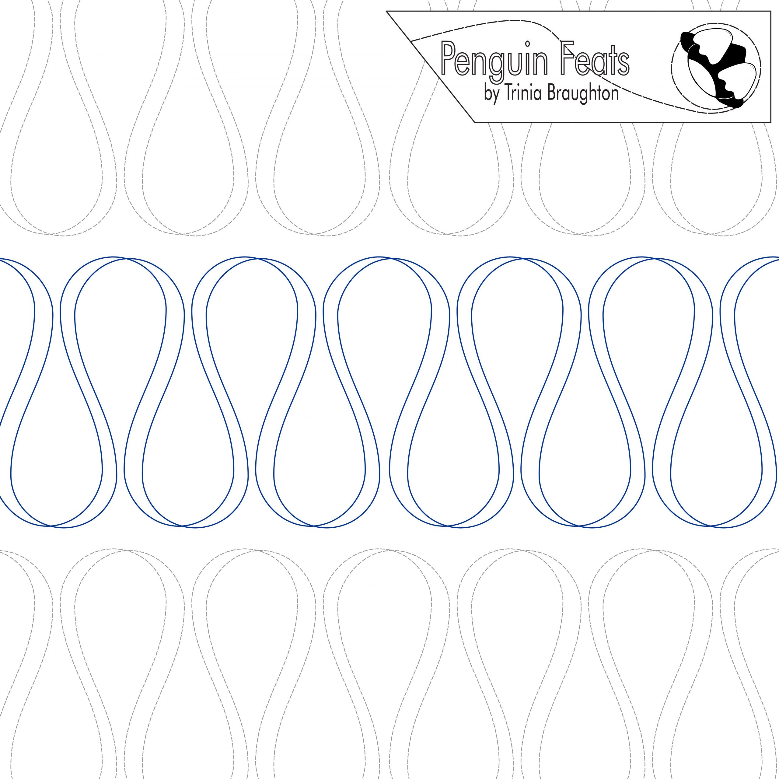 Pattern design with wavy lines and 'Penguin Feats' branding at the top.