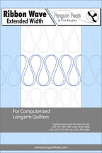 Pattern for computerized longarm quilters with ribbon wave design on a blue background