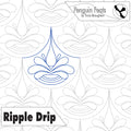 Quilting design with 'Ripple Drip' design and 'Penguin Feats' branding.