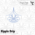 Quilting design with 'Ripple Drip' design and 'Penguin Feats' branding.