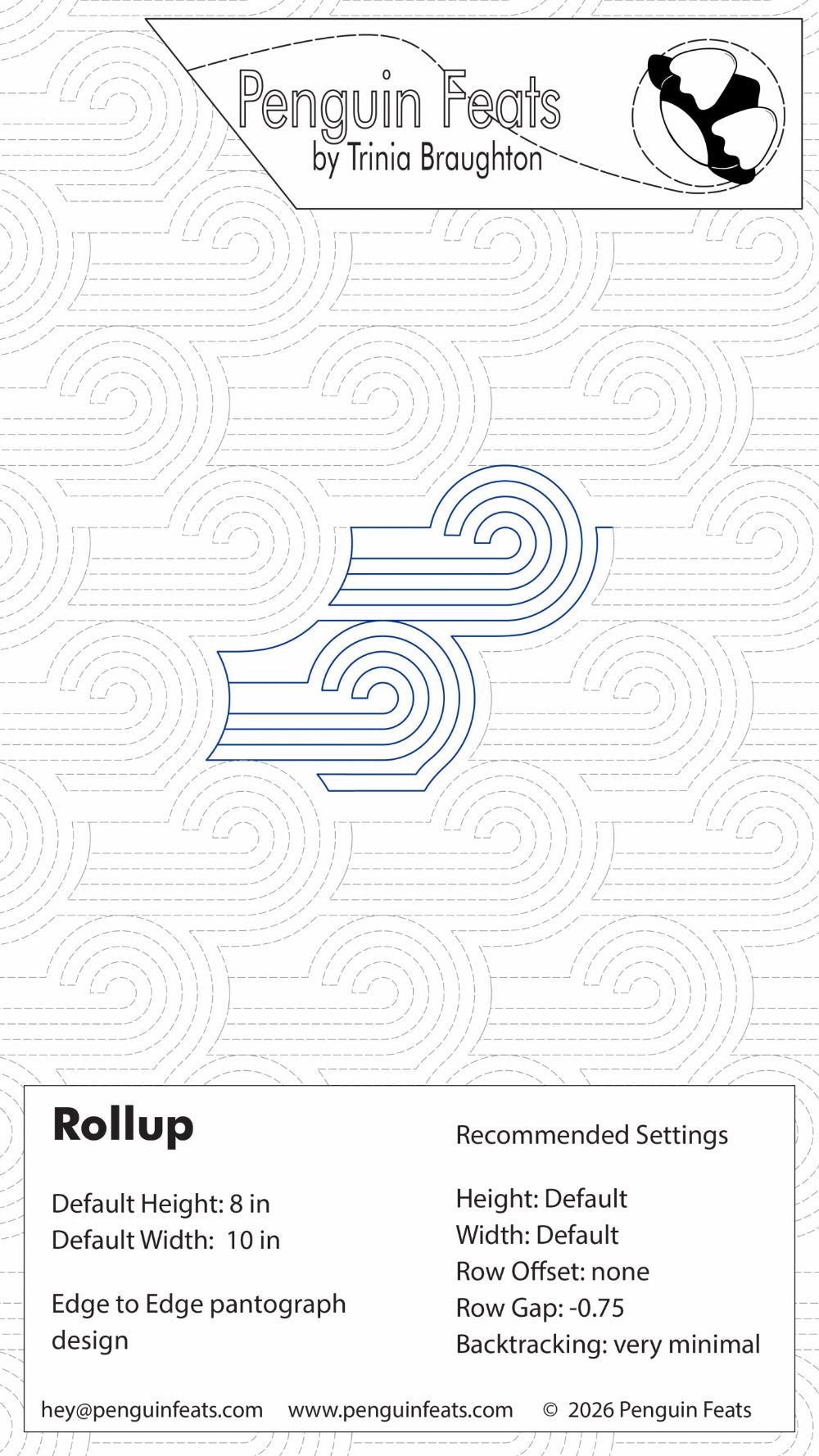 Design rollup with geometric pattern and text on a white background